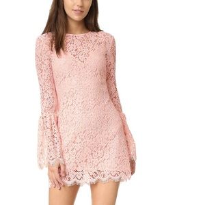 NWT RACHEL ZOE blush pink lace bell sleeve mini dress sz 2 new with tags